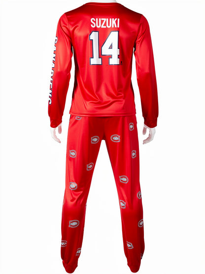 Hockey pyjama for kids featuring Suzuki #14 design and Canadiens team colors, perfect for young fans.