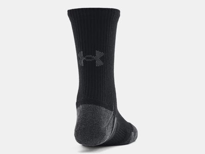 3 paires de bas - Under Armour noirs et gris en tissu technique, taille enfant, vue arrière détaillée sur mannequin.