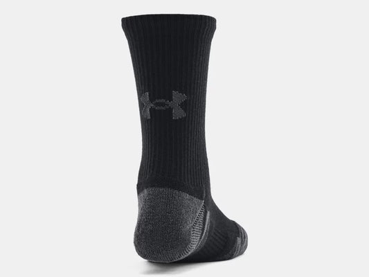 3 paires de bas - Under Armour noirs et gris en tissu technique, taille enfant, vue arrière détaillée sur mannequin.
