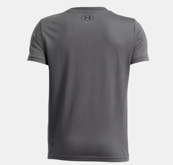 T-Shirt - Sportstyle Under Armour gris foncé en coton polyester, manches courtes, pour garçon, vue de dos.