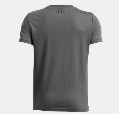 T-Shirt - Sportstyle Under Armour gris foncé en coton polyester, manches courtes, pour garçon, vue de dos.
