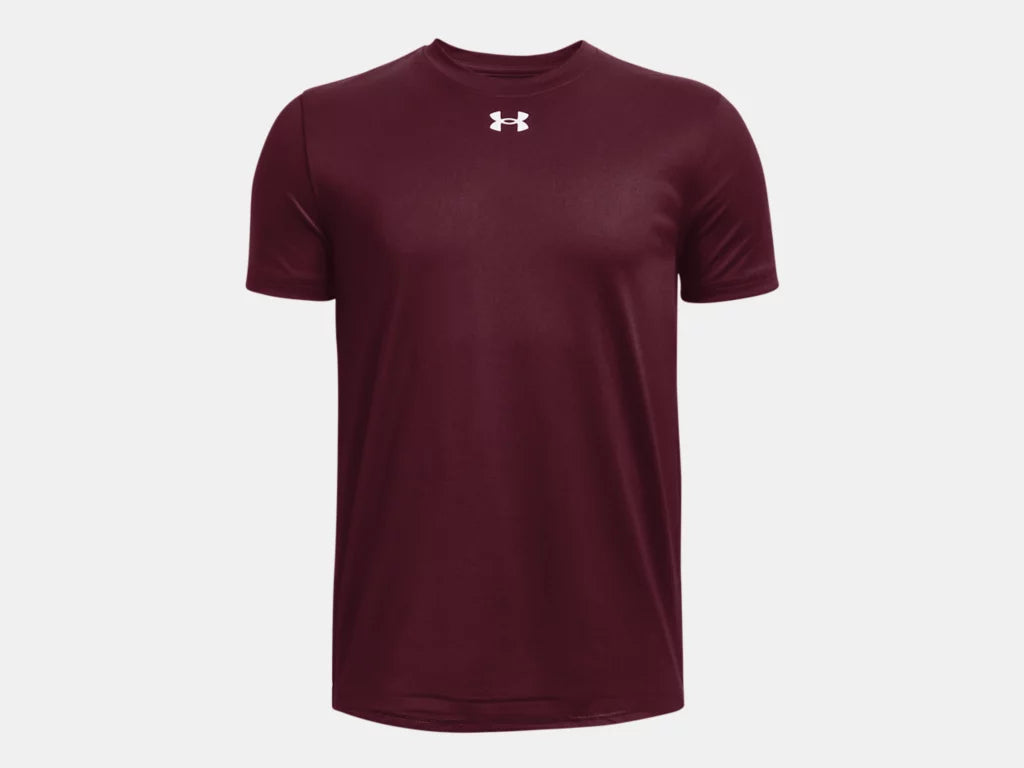 T-Shirt - Under Armour garçon bordeaux uni à manches courtes en tissu UA Tech™, vue de face
