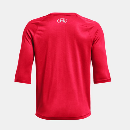 Chandail de baseball à manches ¾ UA Utility - Under Armour rouge en mesh léger pour garçon, vue de dos