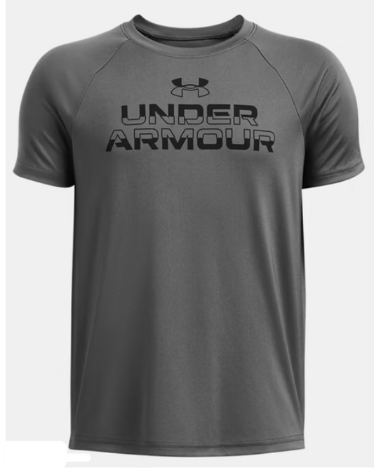 T-shirt avec imprimé en dégradé UA Tech - Under Armour gris foncé, léger, polyester, pour garçon, vue de face