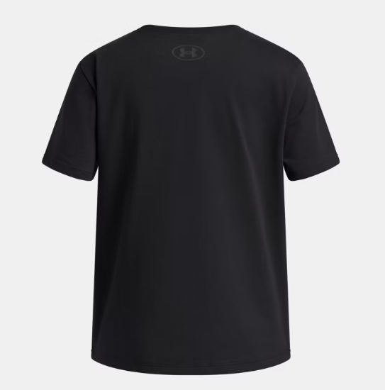 T-Shirt UA Rival - Under Armour noir en coton polyester, coupe fille, vue de dos, manches courtes.