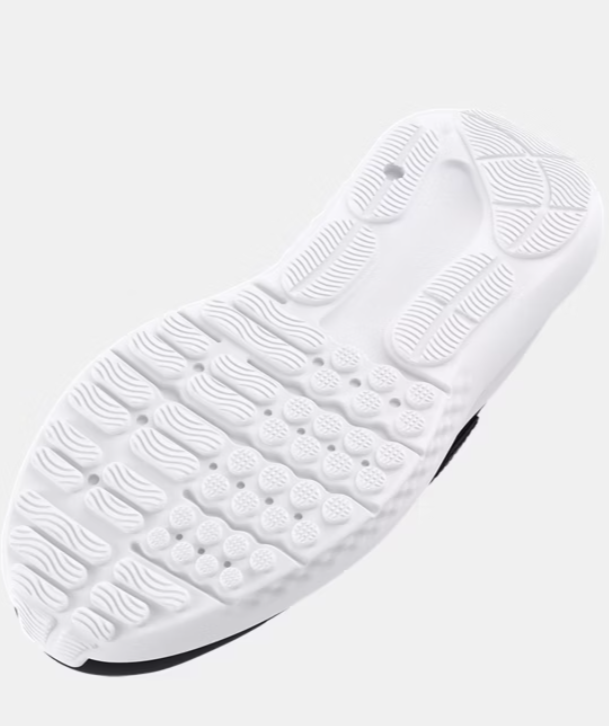 Espadrilles UA Surge 4 AC - Under Armour semelle blanche vue de dessous avec motifs d’adhérence en caoutchouc pour enfant.