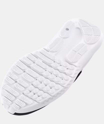 Espadrilles UA Surge 4 AC - Under Armour semelle blanche vue de dessous avec motifs d’adhérence en caoutchouc pour enfant.