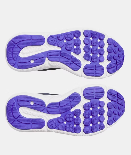 Espadrilles - Assert 10 Under Armour semelle blanche et violette avec motifs d'adhérence, vue de dessous, fille.