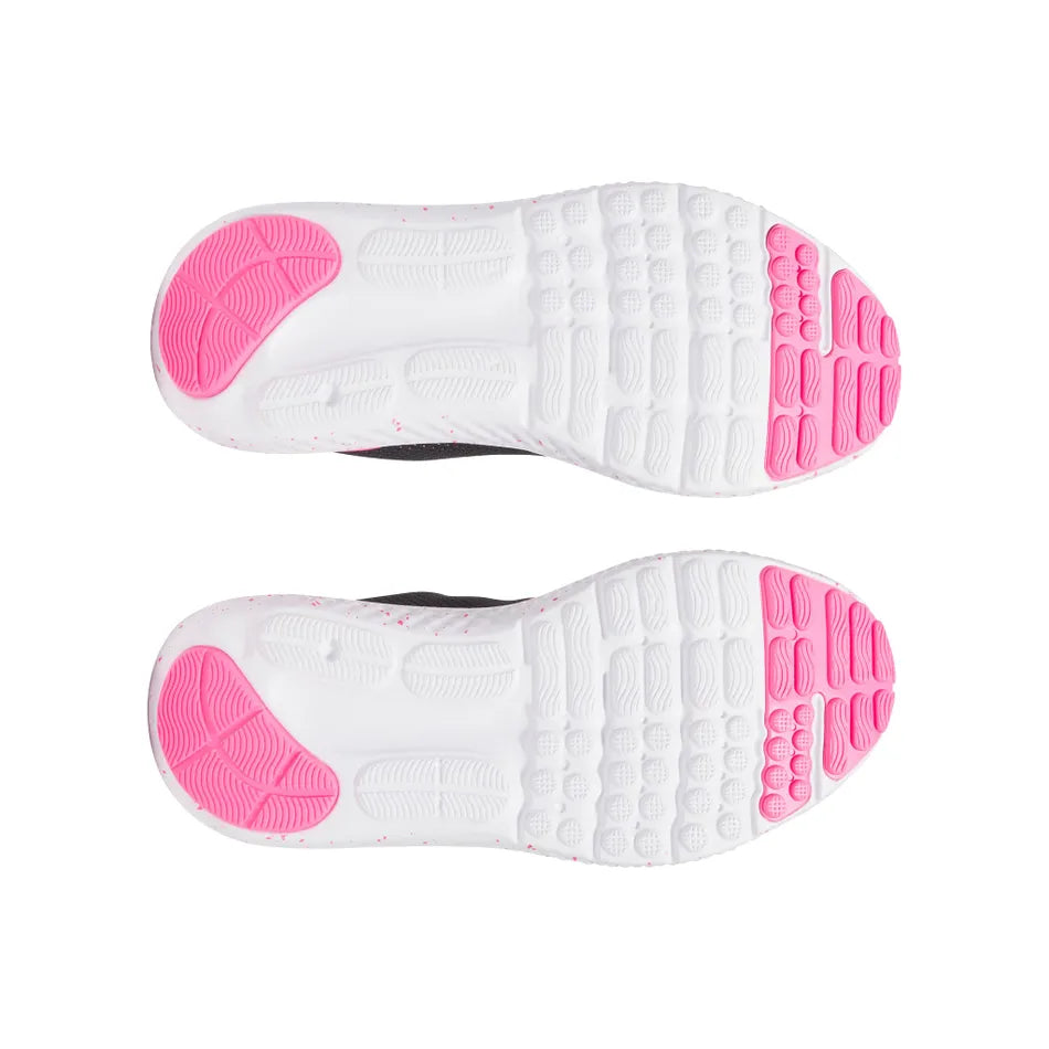 Espadrilles - Surge 4 Under Armour semelles blanches et roses, détail adhérence caoutchouc, pour fille, vue dessous