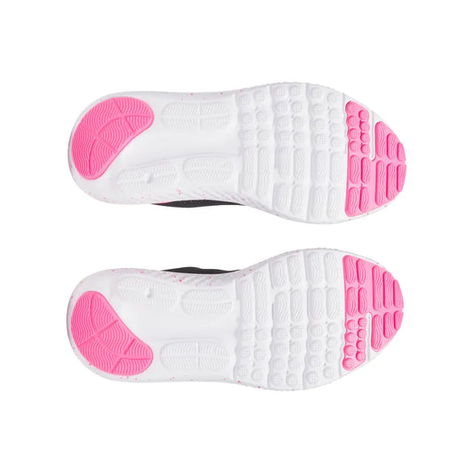 Espadrilles - Surge 4 Under Armour semelles blanches et roses, détail adhérence caoutchouc, pour fille, vue dessous