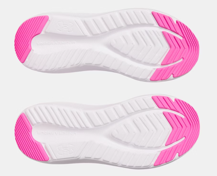 Espadrilles -  UA GGS Pursuit 4 Under Armour semelle blanche et rose en caoutchouc, pour fille, vue dessous