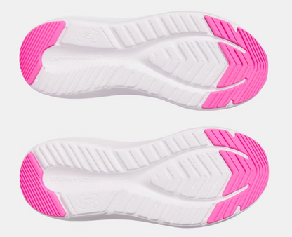 Espadrilles -  UA GGS Pursuit 4 Under Armour semelle blanche et rose en caoutchouc, pour fille, vue dessous
