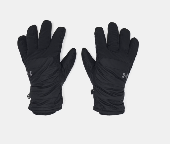 Gants d'hiver UA Storm Insulated - Under Armour noirs avec isolation matelassée, tissu coupe-vent, vue de dessus côté paume invisible