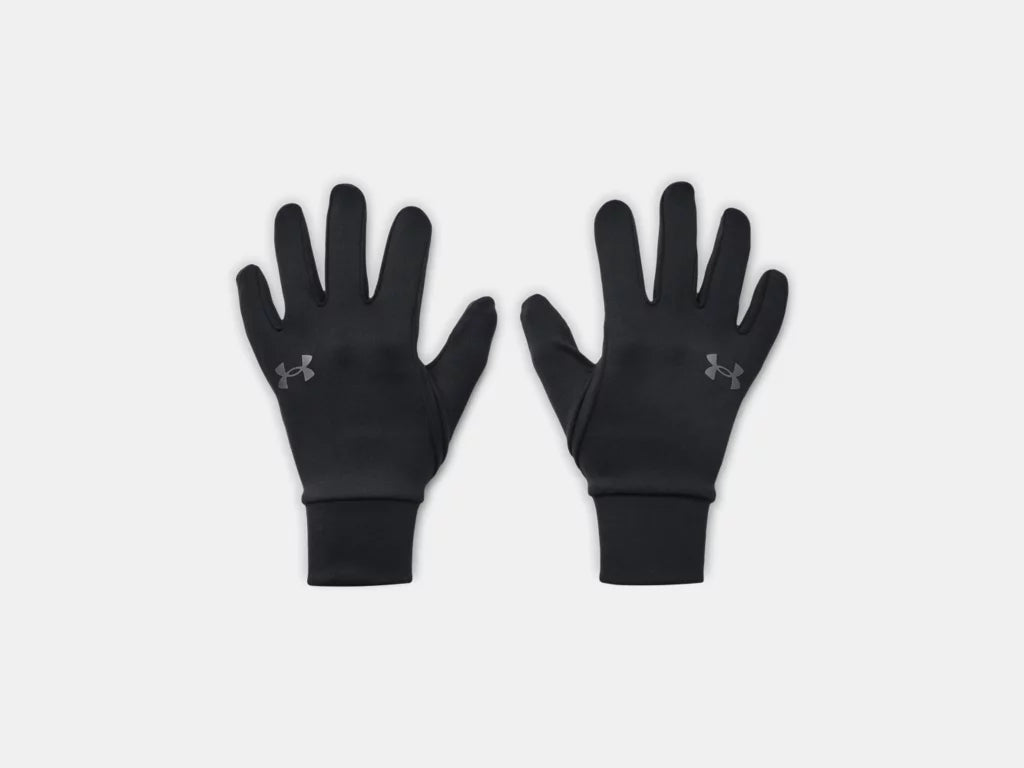 Gant Mi-Saison - Under Armour noir en tricot doux avec logo gris, vue de dessus, taille adulte unisexe.