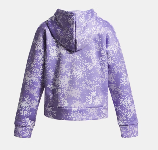 Hoodie Armour Fleece® Print - Under Armour violet imprimé blanc, polyester, pour fille, vue de dos avec capuche.