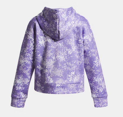 Hoodie Armour Fleece® Print - Under Armour violet imprimé blanc, polyester, pour fille, vue de dos avec capuche.