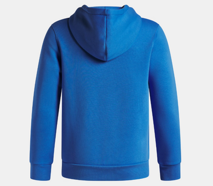 Hoodie UA Icon Fleece - Under Armour bleu en coton polyester, pour garçon, style sweat à capuche, vue de dos