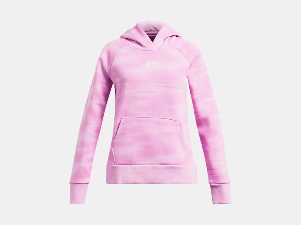 Hoodie - Under Armour rose clair à capuche avec poche kangourou en tissu doux, pour fille, vue de face