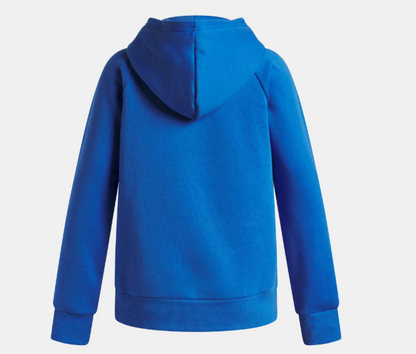 Hoodie UA Rival Fleece Shimmer - Under Armour bleu vif en coton polyester, capuche, pour fille, vue de dos