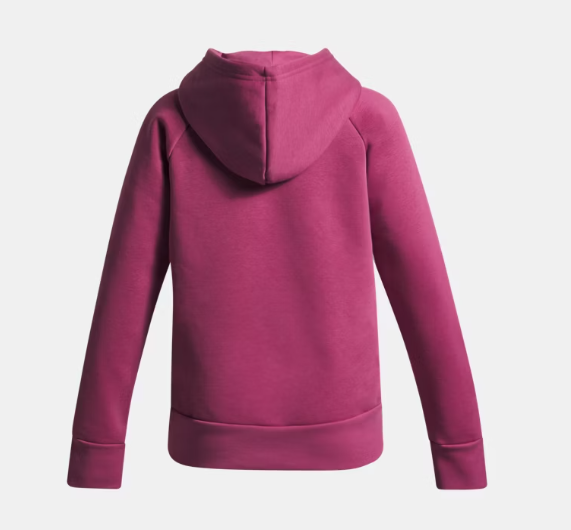 Hoodie UA Rival Fleece - Under Armour rose foncé pour fille en molleton 67% coton 33% polyester vue de dos