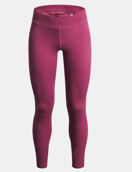 Legging UA Motion Branded - Under Armour rose fuchsia en polyester et élasthanne, style ajusté, pour fille, vue de face.