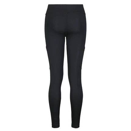 Legging - Under Armour noir en polyester et spandex pour fille, vue de dos, taille haute ajustée.