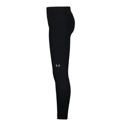 Legging - Under Armour noir en polyester et spandex pour fille, coupe ajustée, vue de profil droit