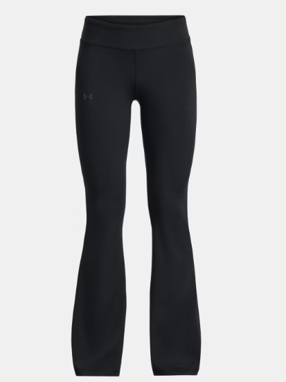 Legging - Under Armour noir slim avec léger évasé, tissu technique stretch, pour fille, vue de face.