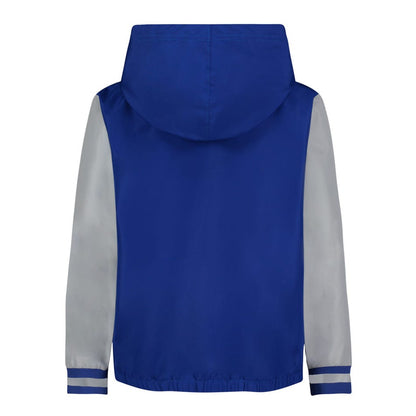 Coupe-Vent Wintuck - Under Armour bleu roi avec manches grises, capuche, tissu léger, pour garçon, vue de dos.