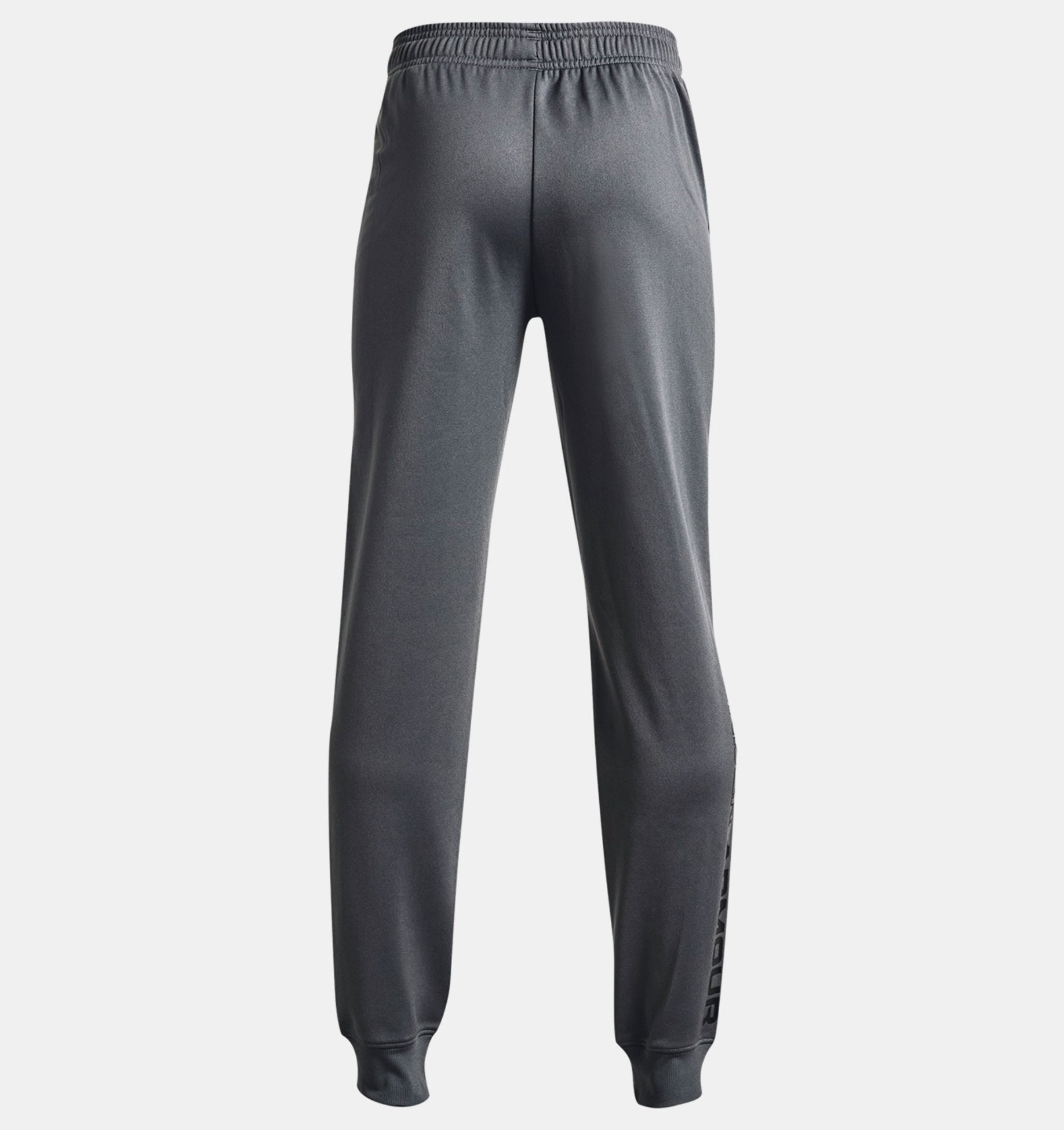 Pantalon Brawler 2.0 - Under Armour gris foncé en tricot, pour garçon, vue de dos avec ceinture élastique et cordon de serrage.