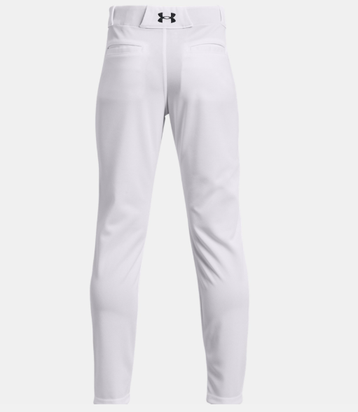 Pantalon de baseball - Under Armour blanc en tissu léger avec sept passants de ceinture, pour garçon, vue de dos