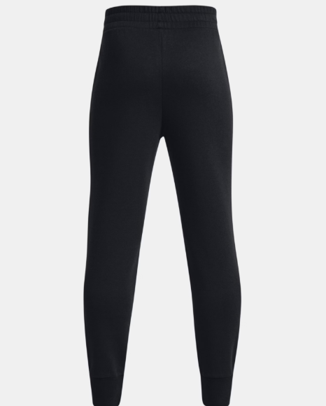 Pantalon de jogging UA Rival Fleece - Under Armour noir en molleton pour fille, taille élastique, vue de dos