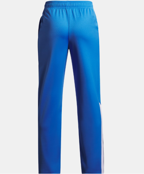 Pantalon UA Brawler 3.0 Tapered - Under Armour bleu avec bande blanche latérale, taille élastique, pour garçon, vue de dos