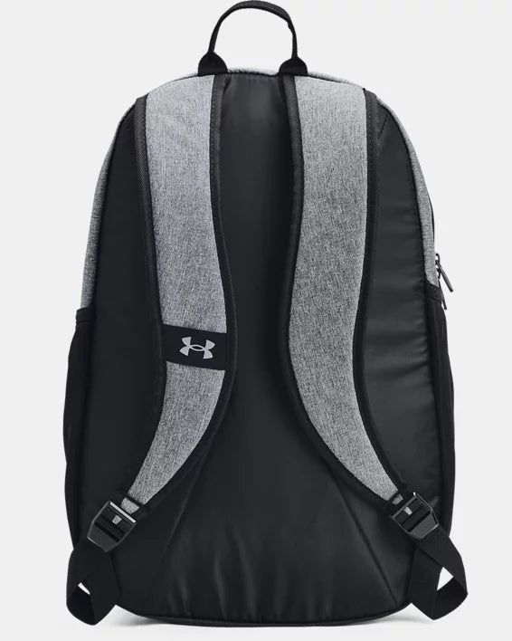 Sac à dos - Under Armour noir et gris, dos rembourré avec bretelles ajustables, vue de dos, style urbain unisexe