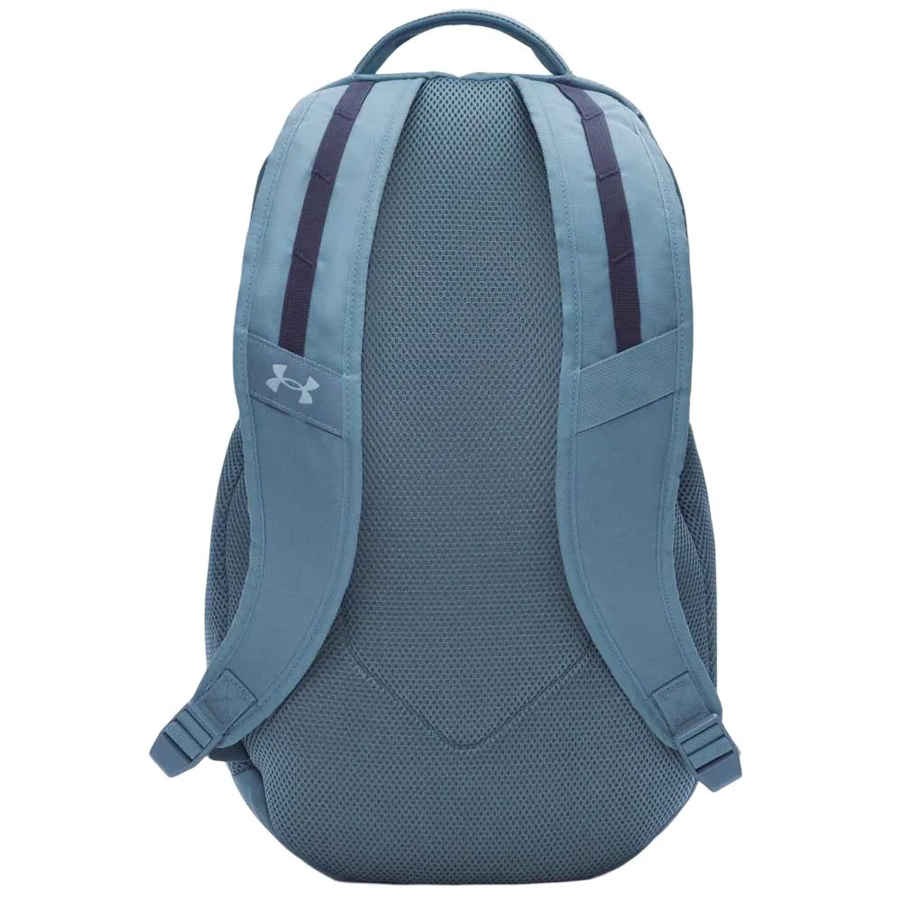Sac à dos - Under Armour bleu gris en polyester avec bretelles rembourrées, vue de dos, style sport pour adulte