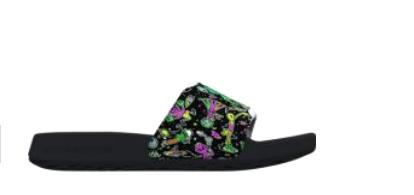 Sandales - Ignite Select Under Armour noires avec motifs colorés, style slip-on, vue de profil droit, unisexe adulte.