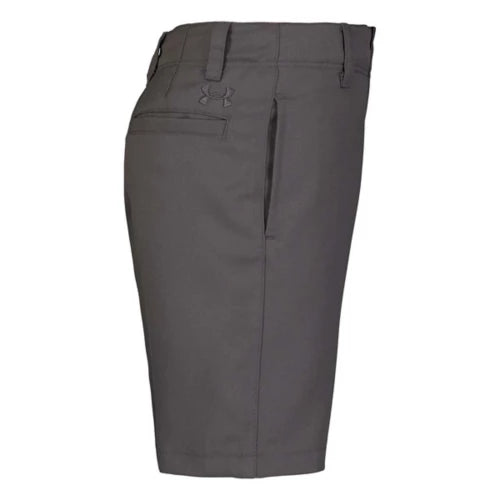 Short - Under Armour gris foncé en double tricot, style chino pour garçon, vue de profil côté droit.
