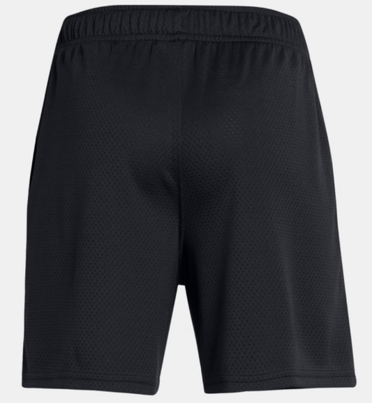 Short UA Tech™ Mesh - Under Armour noir en mesh polyester léger, pour garçon, vue de dos avec taille élastique