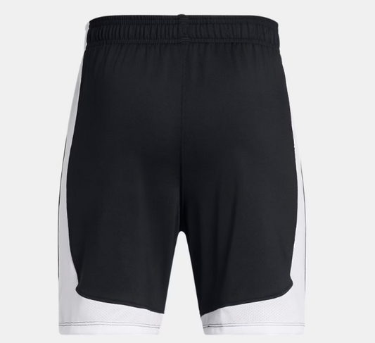 Short - UA Tech™ Vent Under Armour noir et blanc en polyester et elasthane, pour garçon, vue de dos.