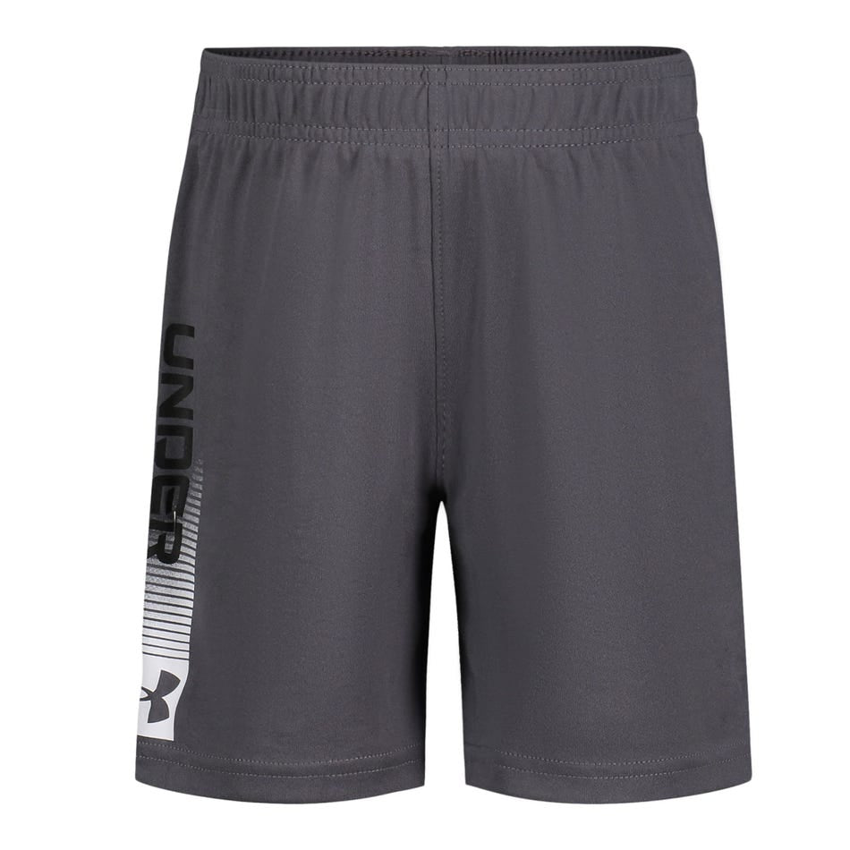 Short avec imprimé UA Tech™ - Under Armour gris foncé pour garçon, tissu technique, vue de face, taille élastique avec cordon