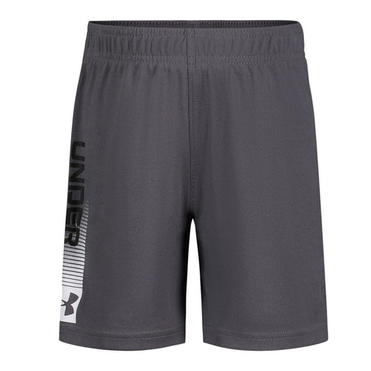 Short avec imprimé UA Tech™ - Under Armour gris foncé pour garçon, tissu technique, vue de face, taille élastique avec cordon