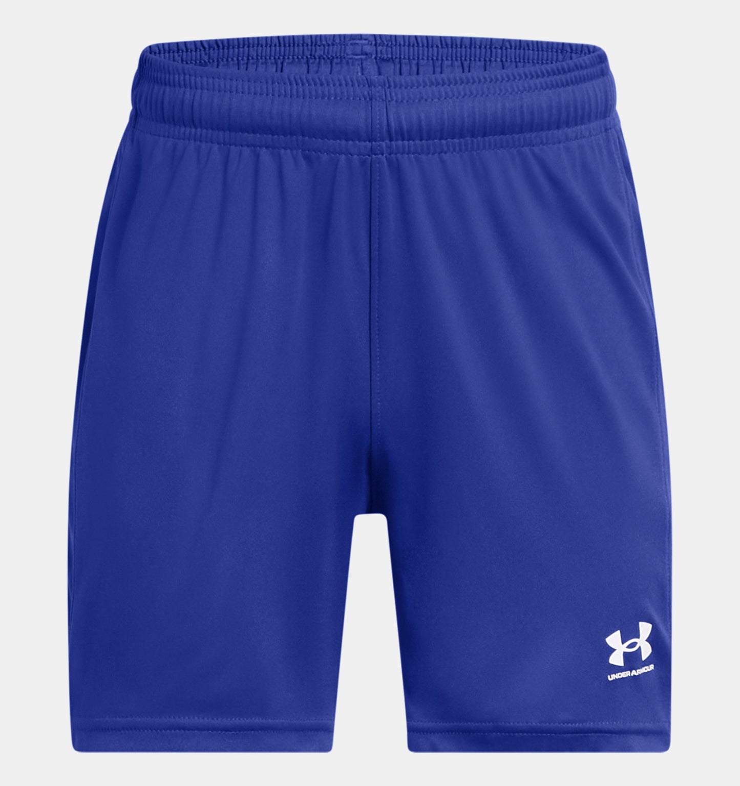 Short UA Adversaire - Under Armour bleu électrique en tricot léger, taille élastique, pour garçon, vue de face.