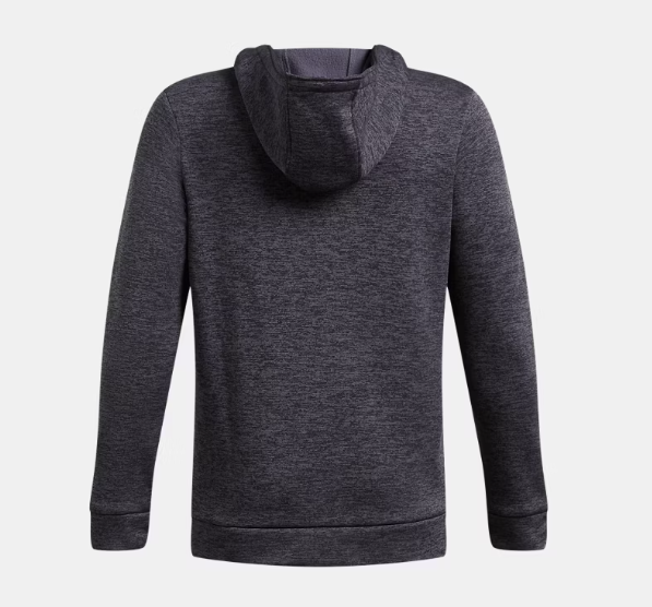 Veste - Under Armour gris foncé chiné avec capuche, manches longues, tissu technique, pour garçon, vue de dos