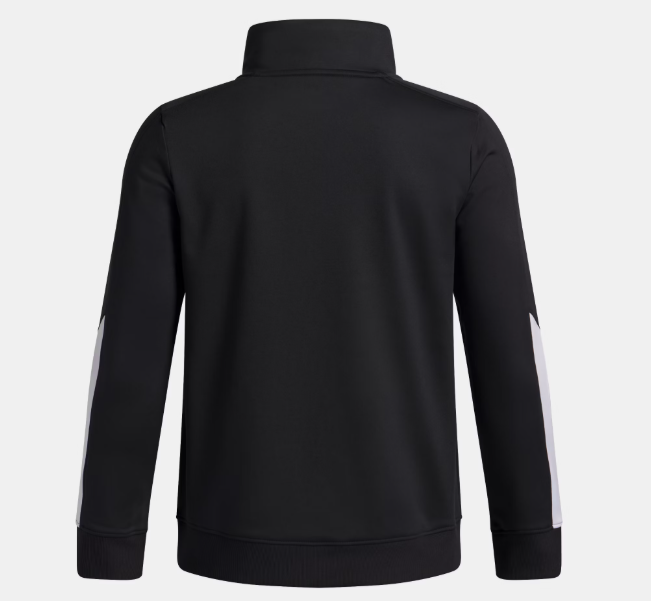 Veste - Under Armour noire avec empiècements blancs aux manches, 100% polyester, pour garçon, vue de dos.