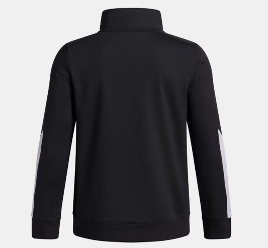 Veste - Under Armour noire avec empiècements blancs aux manches, 100% polyester, pour garçon, vue de dos.