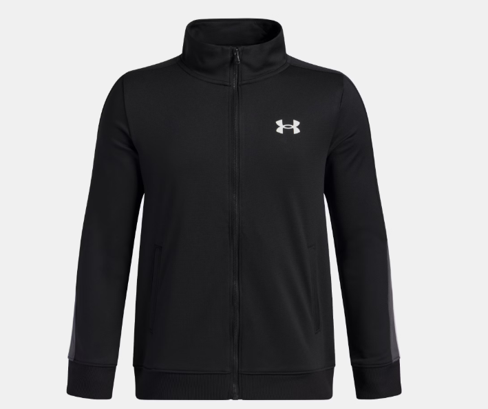 Veste - Under Armour noire en polyester pour garçon avec col montant, poches latérales, vue de face