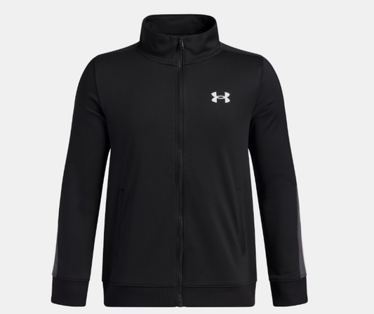 Veste - Under Armour noire en polyester pour garçon avec col montant, poches latérales, vue de face