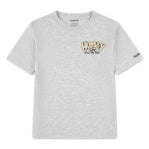 T-Shirt - Hurley gris clair en coton polyester avec petit logo noir et jaune sur poitrine, vue de face, taille adulte.