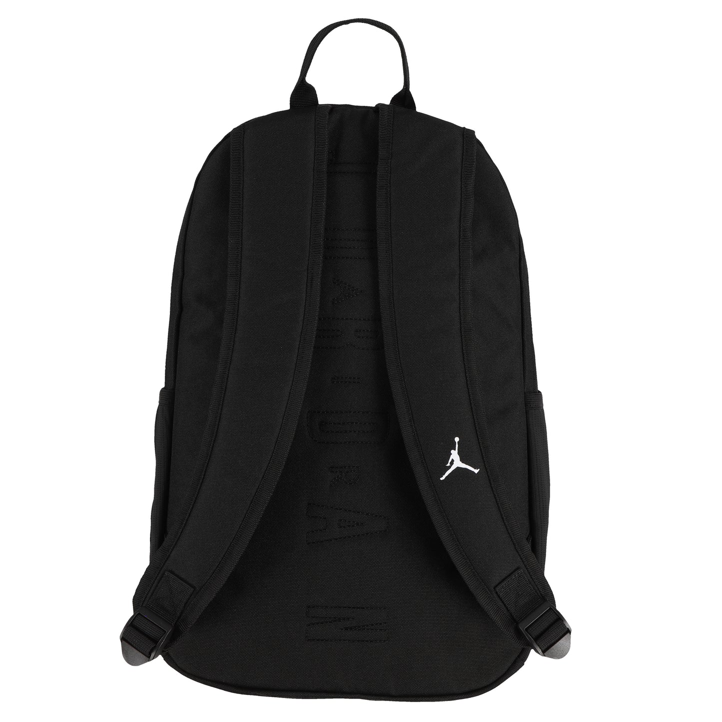 Sac à dos - Jordan noir en polyester, vue de dos avec bretelles rembourrées et logo blanc, design simple et fonctionnel adulte