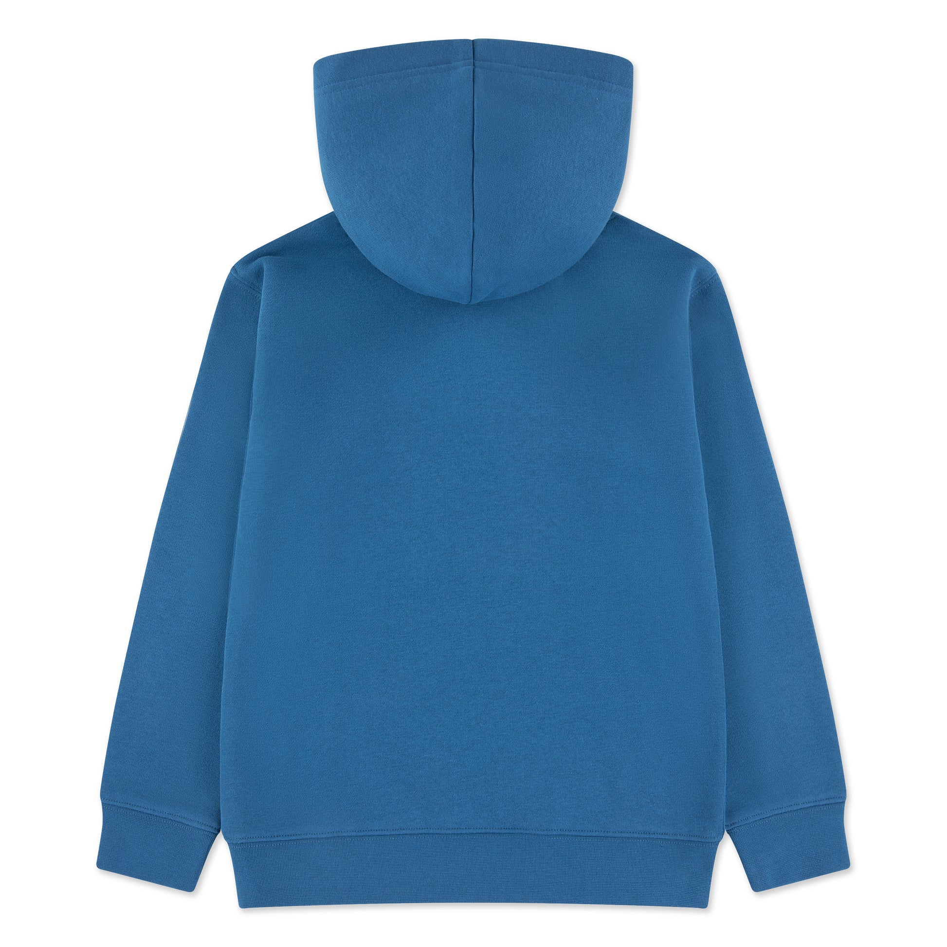 Hoodie - Jordan bleu uni en coton polyester, style à capuche, vue de dos, pour enfant, coupe droite classique.